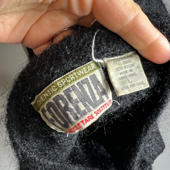 VINTAGE 90s Forenza Mohair Fuzzy Black Button Down Cardigan Large - Picture 7 of 8